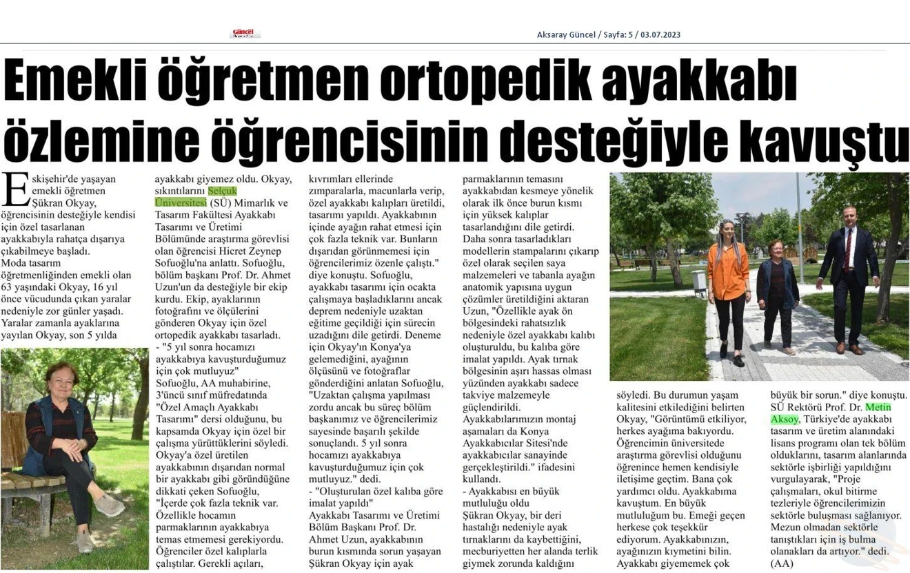 Ayakkabı Tasarımı ve Üretimi Bölümü 3. Sınıf Öğrencilerinden Ortopedik Ayakkabı Tasarımı